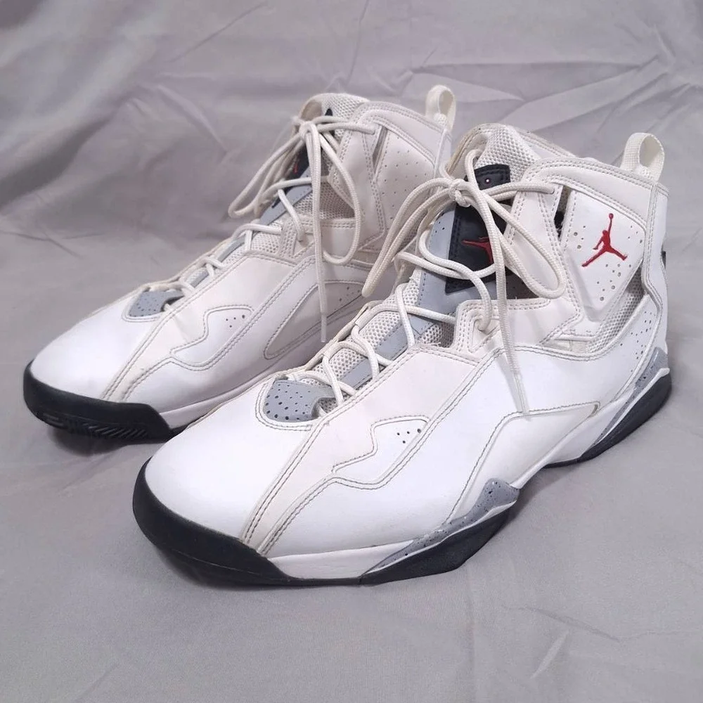 Nike Jordan True Flight Sz 13 High Top‎ Basketball Shoes White Cement Sneakers